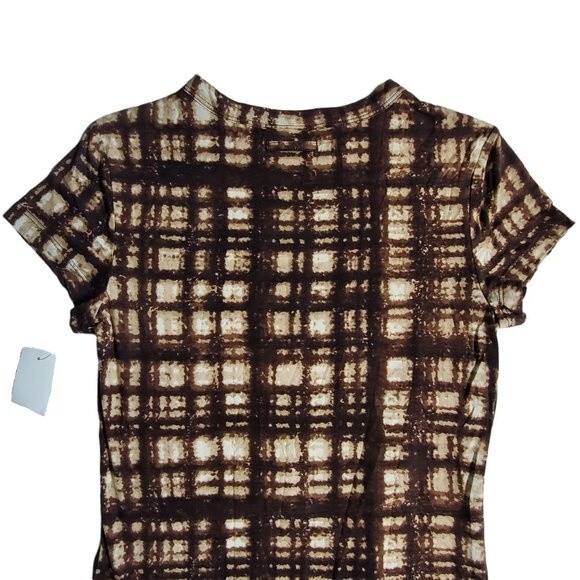 Simply Vera Vera Wang brown plaid short sleeve top sz XS - Picture 5 of 15